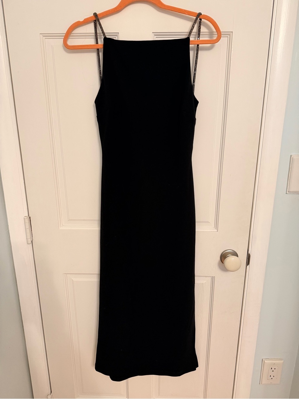Astr Black Midi Dress with Thin Straps
